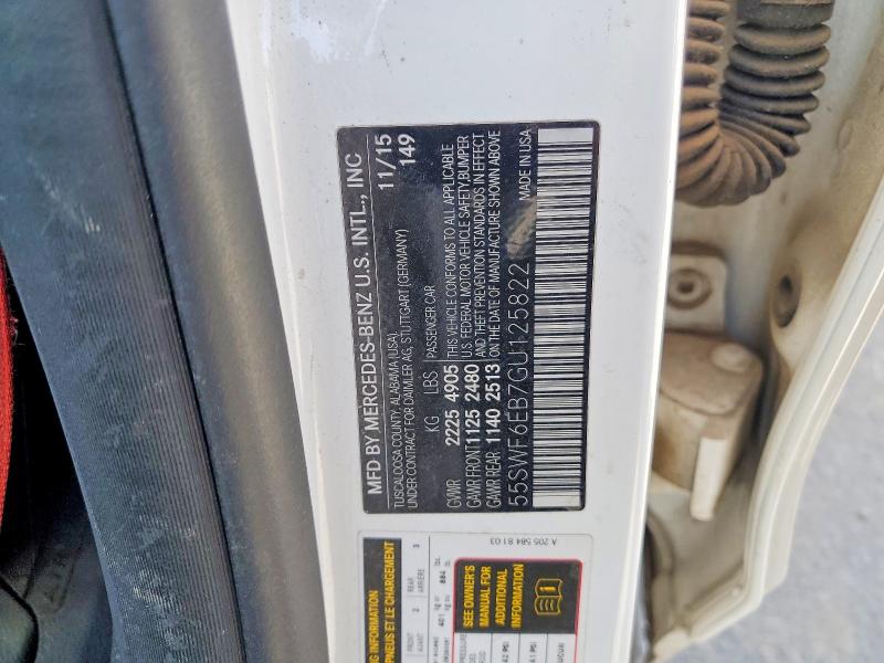 50640126 :رقم المزاد ، 55SWF6EB7GU125822 vin ، 2016 Mercedes-benz C مزاد بيع