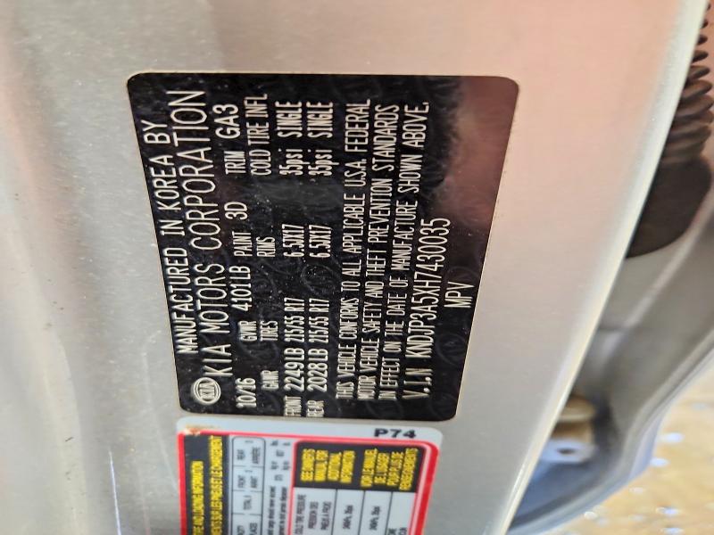 2017 Kia Soul მანქანა იყიდება აუქციონზე, vin: KNDJP3A5XH7430035, აუქციონის ნომერი: 50000746