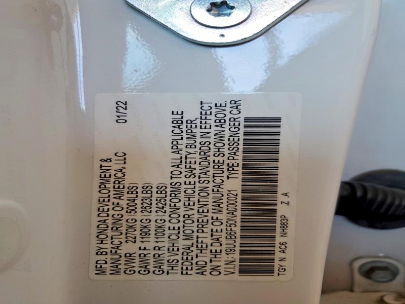 Aukcja sprzedaży 2022 Acura Tlx, vin: 19UUB6F50NA000021, numer aukcji: 51571846