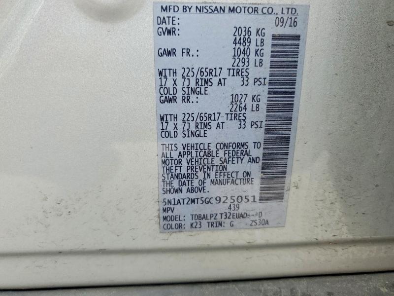 Aukcja sprzedaży 2016 Nissan Rogue, vin: 5N1AT2MT5GC925051, numer aukcji: 50782476