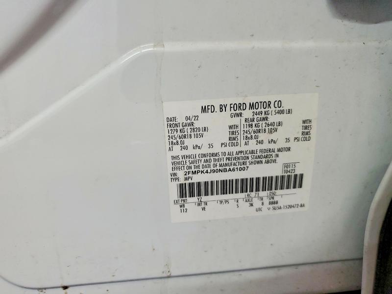 Продаж на аукціоні авто 2022 Ford Edge, vin: 2FMPK4J90NBA61007, номер лоту: 51451876
