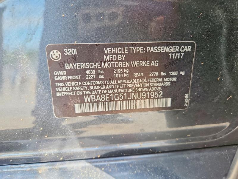 Продаж на аукціоні авто 2018 Bmw 320, vin: WBA8E1G51JNU91952, номер лоту: 48454756