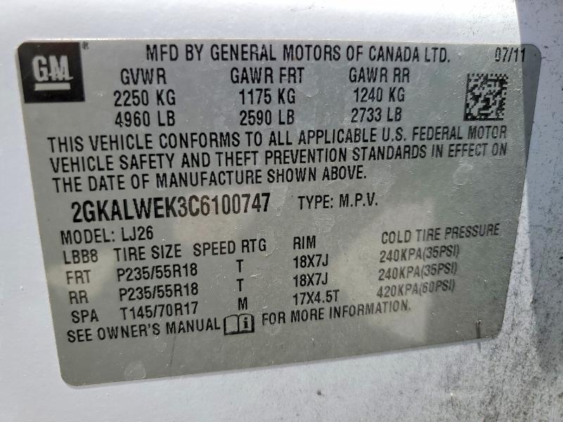 Aukcja sprzedaży 2012 Gmc Terrain, vin: 2GKALWEK3C6100747, numer aukcji: 50396656