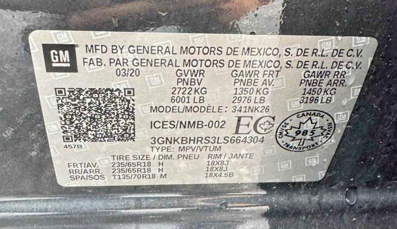 49053276 :رقم المزاد ، 3GNKBHRS3LS664304 vin ، 2020 Chevrolet Blazer مزاد بيع