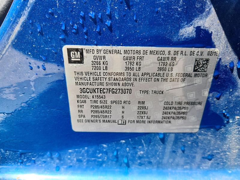 Продажа на аукционе авто 2015 Chevrolet Silverado, vin: 3GCUKTEC7FG273070, номер лота: 50112116