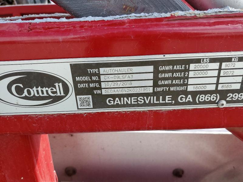 51764686 :رقم المزاد ، 5E0AA1642KG231901 vin ، 2019 Cottrell Trailer مزاد بيع
