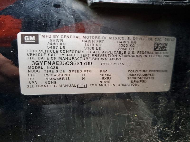 2012 Cadillac Srx მანქანა იყიდება აუქციონზე, vin: 3GYFNAE35CS631709, აუქციონის ნომერი: 51846456