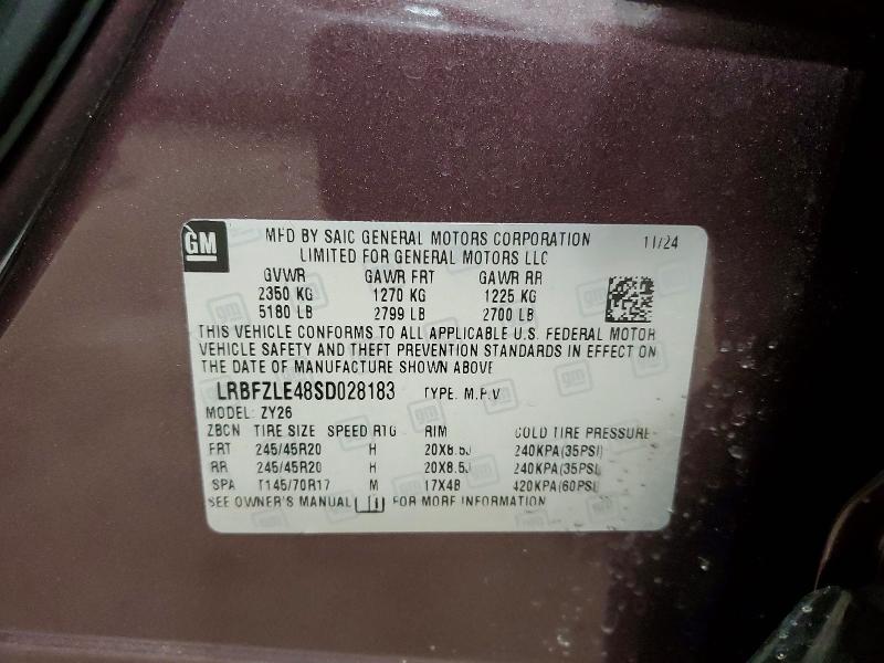 2025 Buick Envision მანქანა იყიდება აუქციონზე, vin: LRBFZLE48SD028183, აუქციონის ნომერი: 48239036