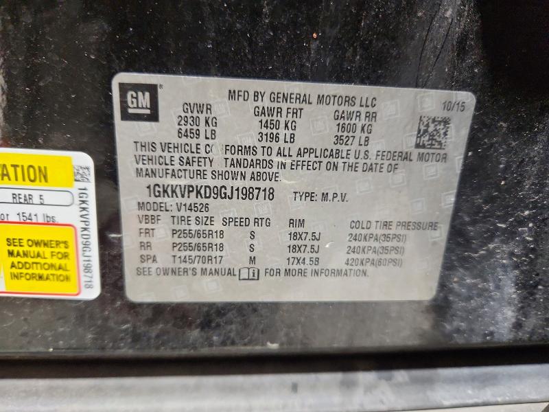 48007326 :رقم المزاد ، 1GKKVPKD9GJ198718 vin ، 2016 Gmc Acadia مزاد بيع