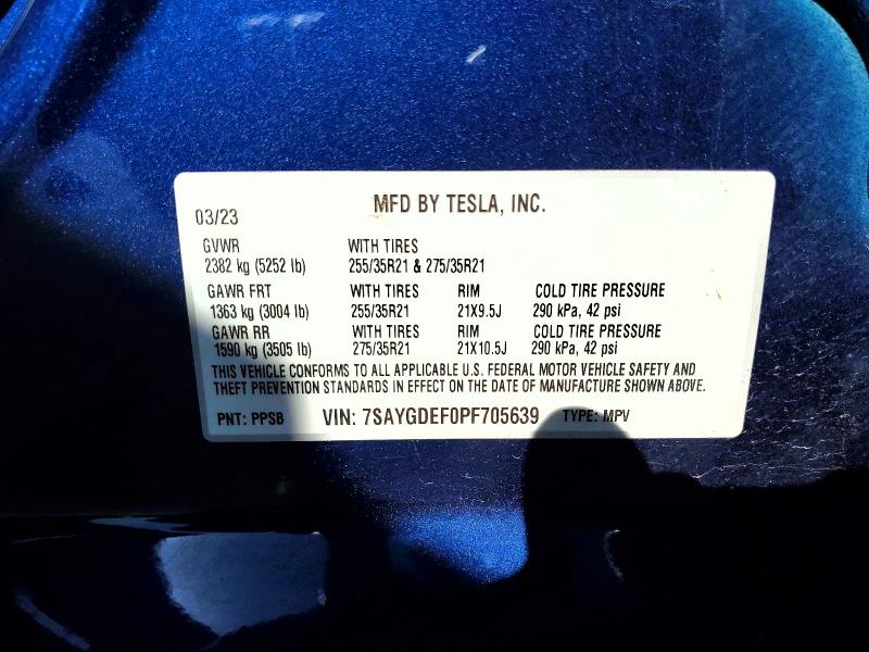 Продаж на аукціоні авто 2023 Tesla Model Y, vin: 7SAYGDEF0PF705639, номер лоту: 48951606