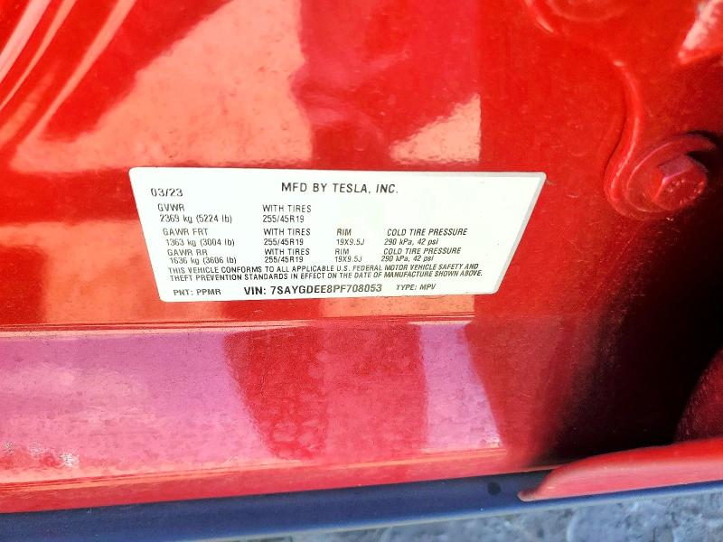 Продажа на аукционе авто 2023 Tesla Model Y, vin: 7SAYGDEE8PF708053, номер лота: 50146356