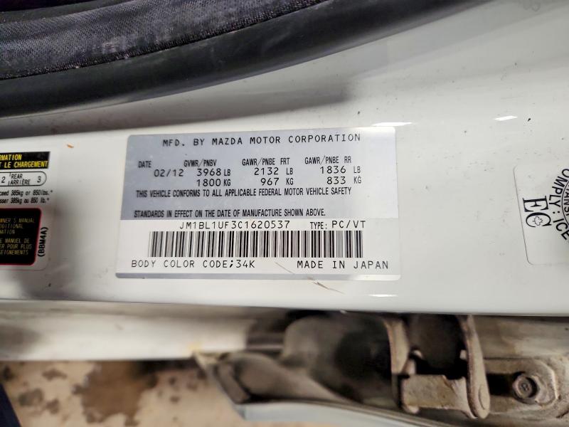 Aukcja sprzedaży 2012 Mazda 3, vin: JM1BL1UF3C1620537, numer aukcji: 51505536