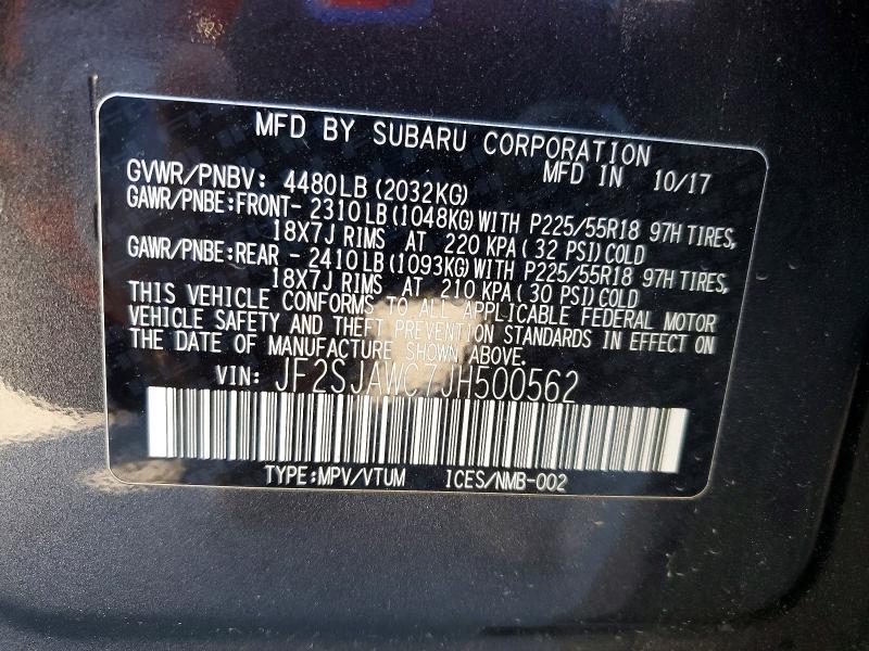 48535986 :رقم المزاد ، JF2SJAWC7JH500562 vin ، 2018 Subaru Forester مزاد بيع