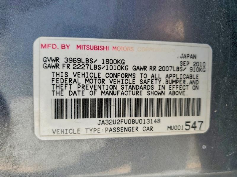 Продаж на аукціоні авто 2011 Mitsubishi Lancer, vin: JA32U2FU0BU013148, номер лоту: 48245606