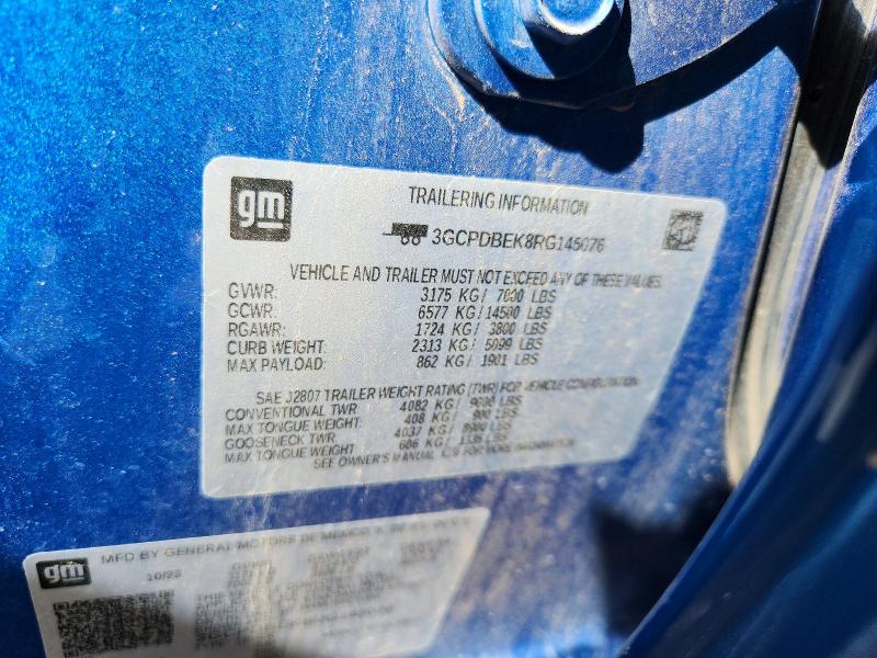 Продажа на аукционе авто 2024 Chevrolet Silverado, vin: 3GCPDBEK8RG145076, номер лота: 50769706