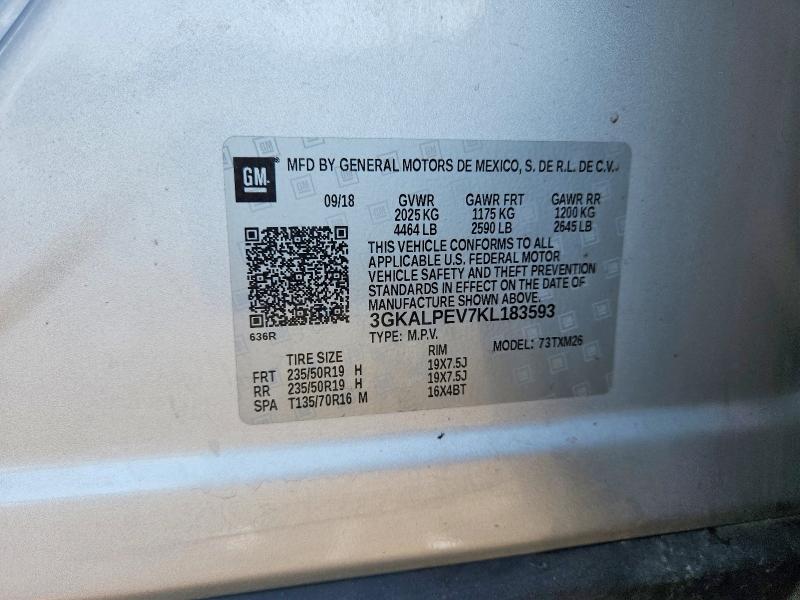 50658736 :رقم المزاد ، 3GKALPEV7KL183593 vin ، 2019 Gmc Terrain مزاد بيع