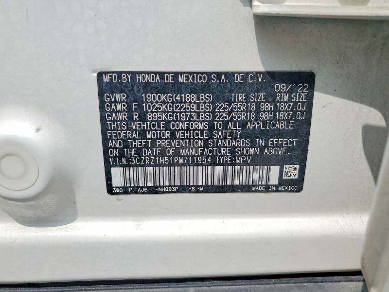 Продаж на аукціоні авто 2023 Honda Hr-v, vin: 3CZRZ1H51PM711954, номер лоту: 51097216
