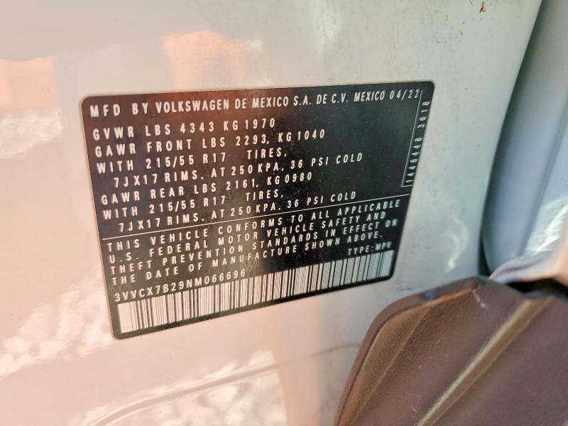 Aukcja sprzedaży 2022 Volkswagen Taos, vin: 3VVCX7B29NM066696, numer aukcji: 48175496