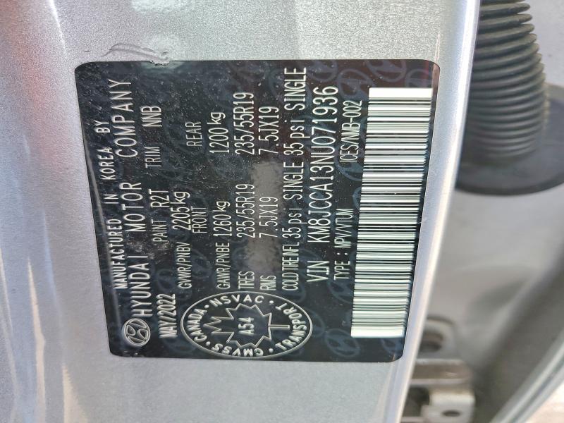 Продаж на аукціоні авто 2022 Hyundai Tucson, vin: KM8JCCA13NU071936, номер лоту: 50888626