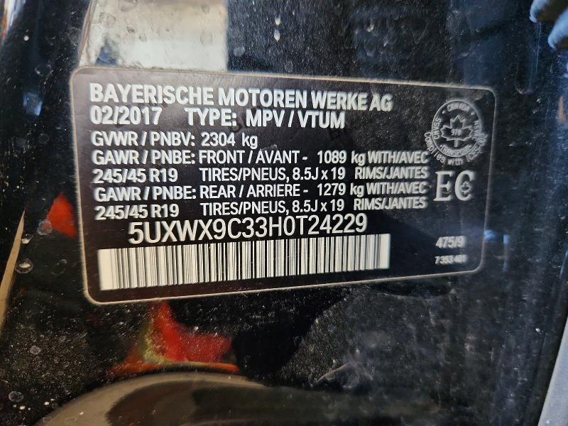 Aukcja sprzedaży 2017 Bmw X3, vin: 5UXWX9C33H0T24229, numer aukcji: 50281056
