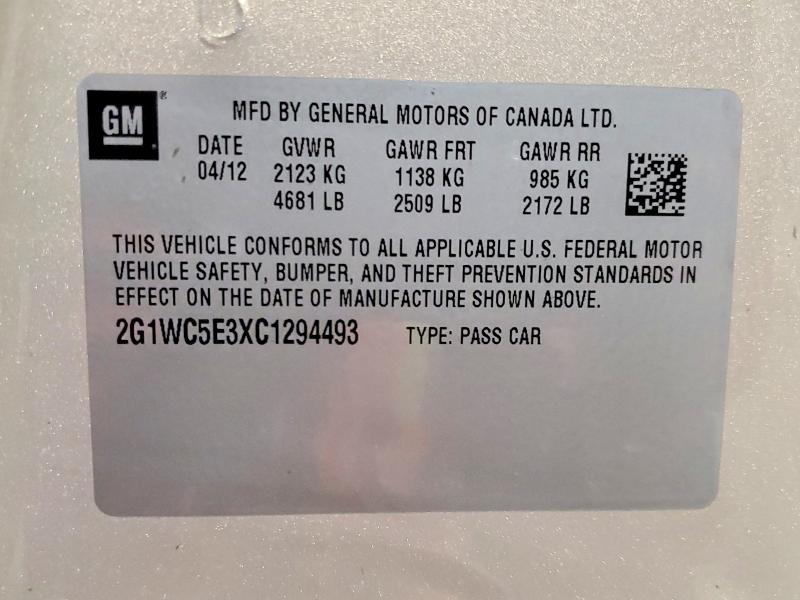 Продаж на аукціоні авто 2012 Chevrolet Impala, vin: 2G1WC5E3XC1294493, номер лоту: 48919646