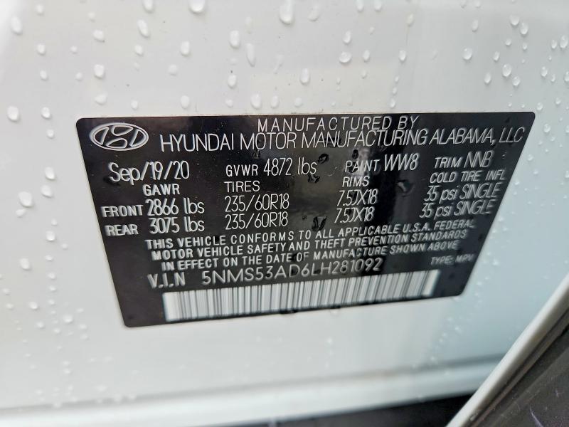 Продажа на аукционе авто 2020 Hyundai Santa Fe, vin: 5NMS53AD6LH281092, номер лота: 51602716