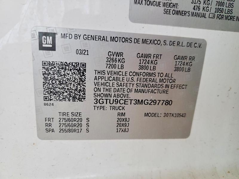 Продажа на аукционе авто 2021 Gmc Sierra, vin: 3GTU9CET3MG297780, номер лота: 48388586