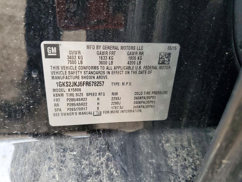 48812626 :رقم المزاد ، 1GKS2JKJ6FR678257 vin ، 2015 Gmc Yukon Xl مزاد بيع