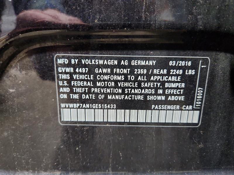 Aukcja sprzedaży 2016 Volkswagen Cc, vin: WVWBP7AN1GE515433, numer aukcji: 51542606