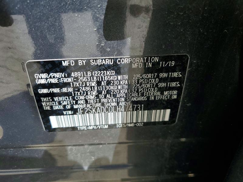 Aukcja sprzedaży 2020 Subaru Forester, vin: JF2SKADC0LH474731, numer aukcji: 48122396