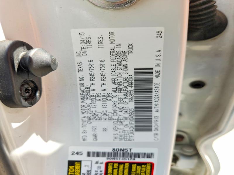 2015 Toyota Tacoma მანქანა იყიდება აუქციონზე, vin: 5TFJX4GN1FX045926, აუქციონის ნომერი: 50913566