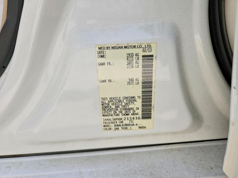 2013 Nissan Altima მანქანა იყიდება აუქციონზე, vin: 1N4AL3APXDC215436, აუქციონის ნომერი: 50460916