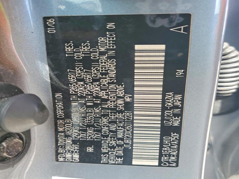 Aukcja sprzedaży 2006 Lexus Gx, vin: JTJBT20X260112281, numer aukcji: 49281866