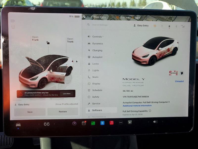 Aukcja sprzedaży 2022 Tesla Model Y, vin: 7SAYGAEE7NF366834, numer aukcji: 51015936