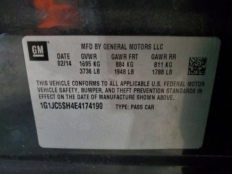 Продаж на аукціоні авто 2014 Chevrolet Sonic, vin: 1G1JC5SH4E4174190, номер лоту: 50191856
