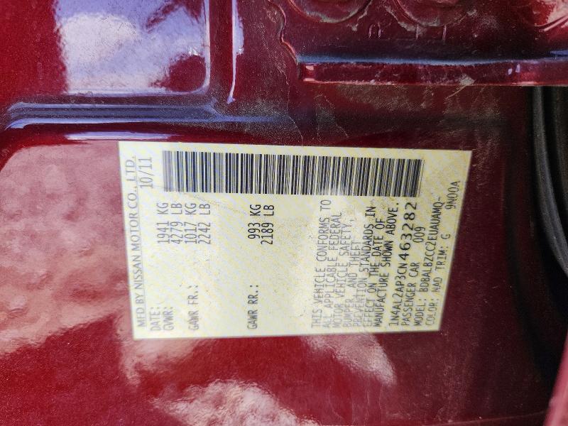 2012 Nissan Altima მანქანა იყიდება აუქციონზე, vin: 1N4AL2AP3CN463282, აუქციონის ნომერი: 49406986