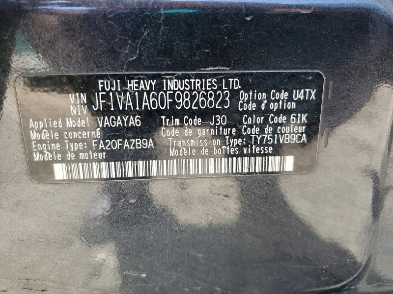 Продажа на аукционе авто 2015 Subaru Wrx, vin: JF1VA1A60F9826823, номер лота: 50966086
