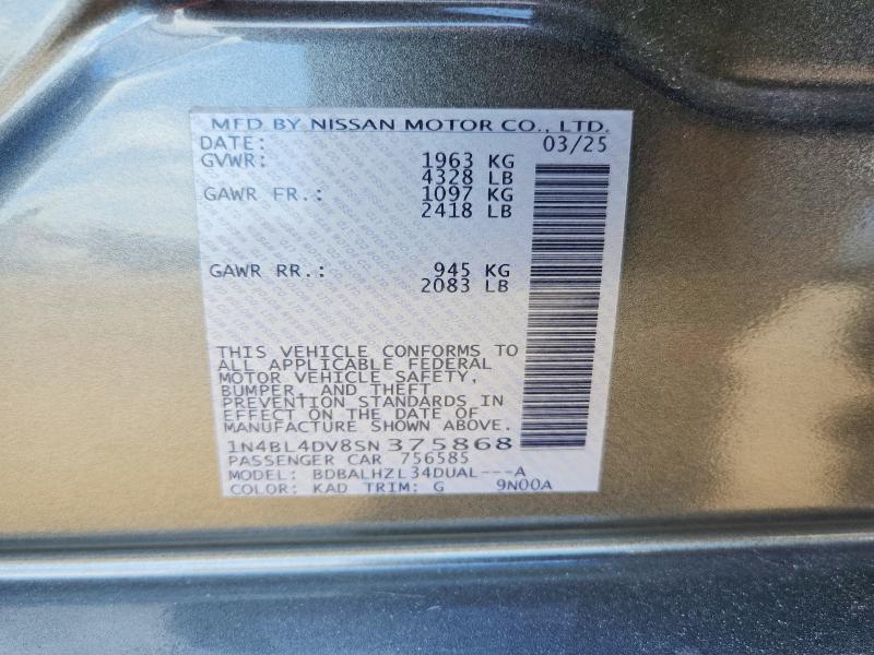 Aukcja sprzedaży 2025 Nissan Altima, vin: 1N4BL4DV8SN375868, numer aukcji: 49129436