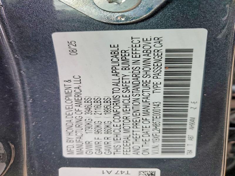 Продаж на аукціоні авто 2026 Honda Civic, vin: 19XFL2H85TE000143, номер лоту: 50174206
