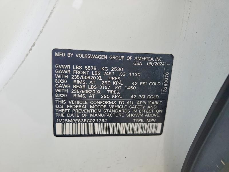 49737836 :رقم المزاد ، 1V25MPE83RC021792 vin ، 2024 Volkswagen Id.4 مزاد بيع