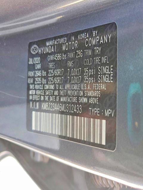 Aukcja sprzedaży 2021 Hyundai Tucson, vin: KM8J23A46MU312433, numer aukcji: 50821916