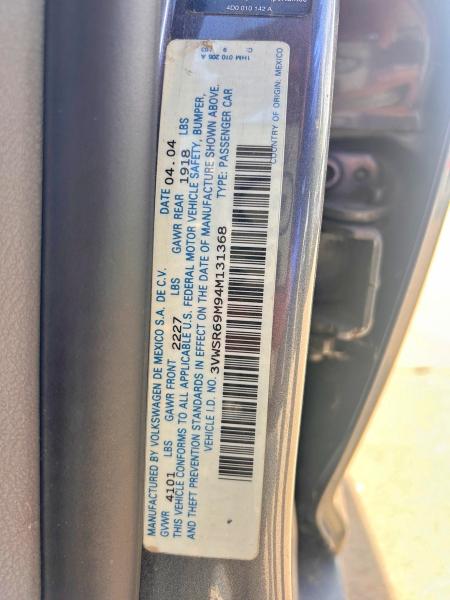 51905456 :رقم المزاد ، 3VWSR69M94M131368 vin ، 2004 Volkswagen Jetta مزاد بيع