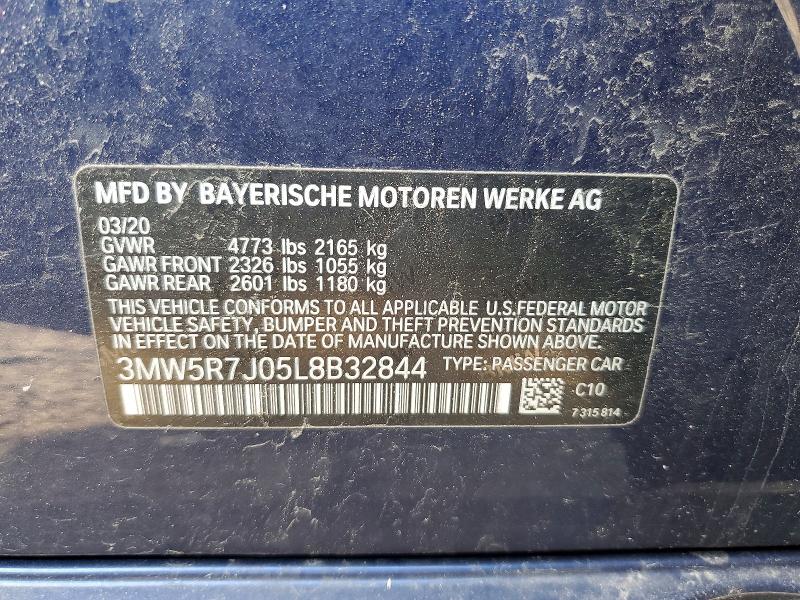 Продажа на аукционе авто 2020 Bmw 330xi, vin: 3MW5R7J05L8B32844, номер лота: 49765256