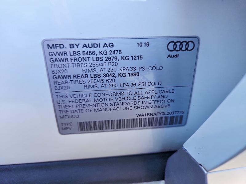 Продажа на аукционе авто 2020 Audi Q5, vin: WA1BNAFY0L2037775, номер лота: 48709696