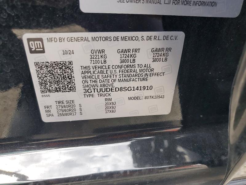2025 Gmc Sierra მანქანა იყიდება აუქციონზე, vin: 3GTUUDED8SG141910, აუქციონის ნომერი: 49253036