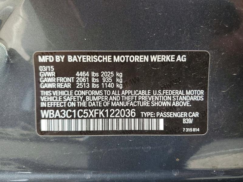 48541586 :رقم المزاد ، WBA3C1C5XFK122036 vin ، 2015 Bmw 330xi مزاد بيع