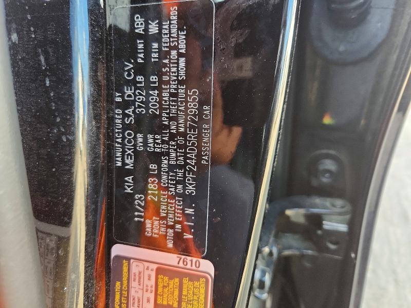 2024 Kia Forte მანქანა იყიდება აუქციონზე, vin: 3KPF24AD5RE729855, აუქციონის ნომერი: 50081146