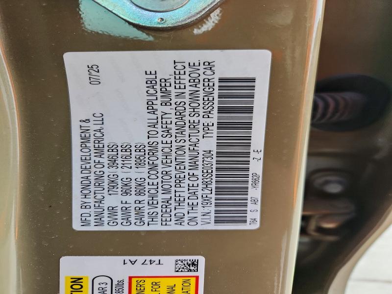 2025 Honda Civic მანქანა იყიდება აუქციონზე, vin: 19XFL2H83SE037304, აუქციონის ნომერი: 51025016