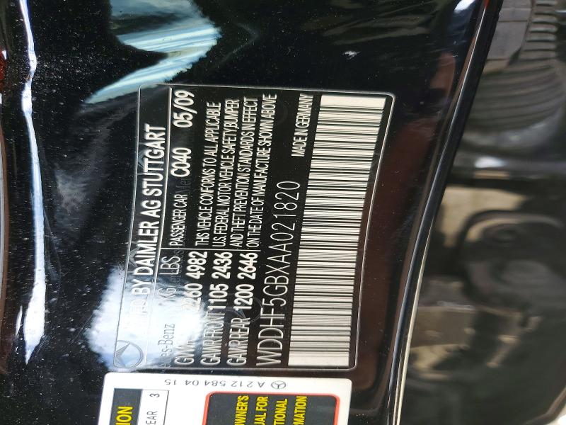 51095066 :رقم المزاد ، WDDHF5GBXAA021820 vin ، 2010 Mercedes-benz E مزاد بيع