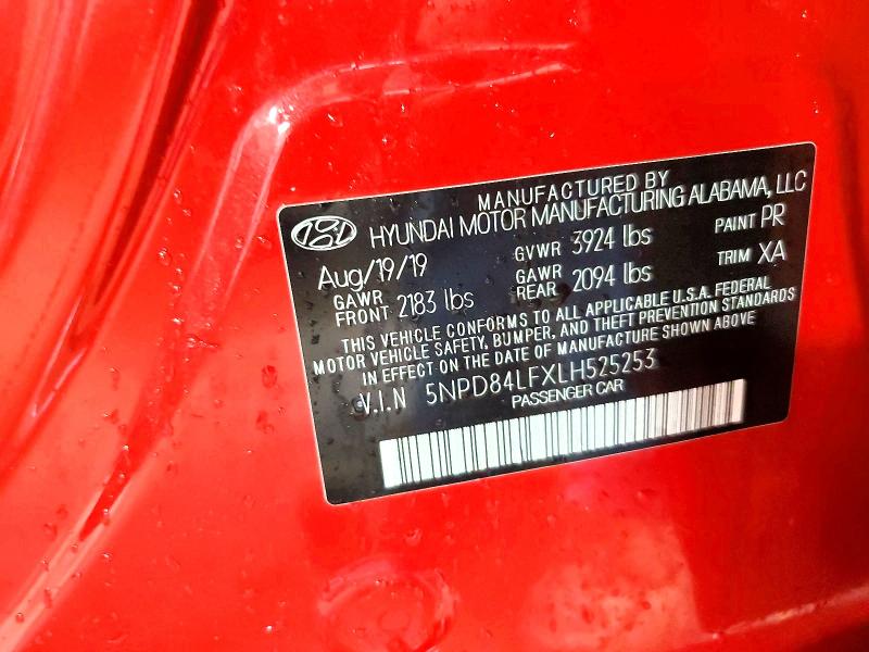 50665296 :رقم المزاد ، 5NPD84LFXLH525253 vin ، 2020 Hyundai Elantra مزاد بيع